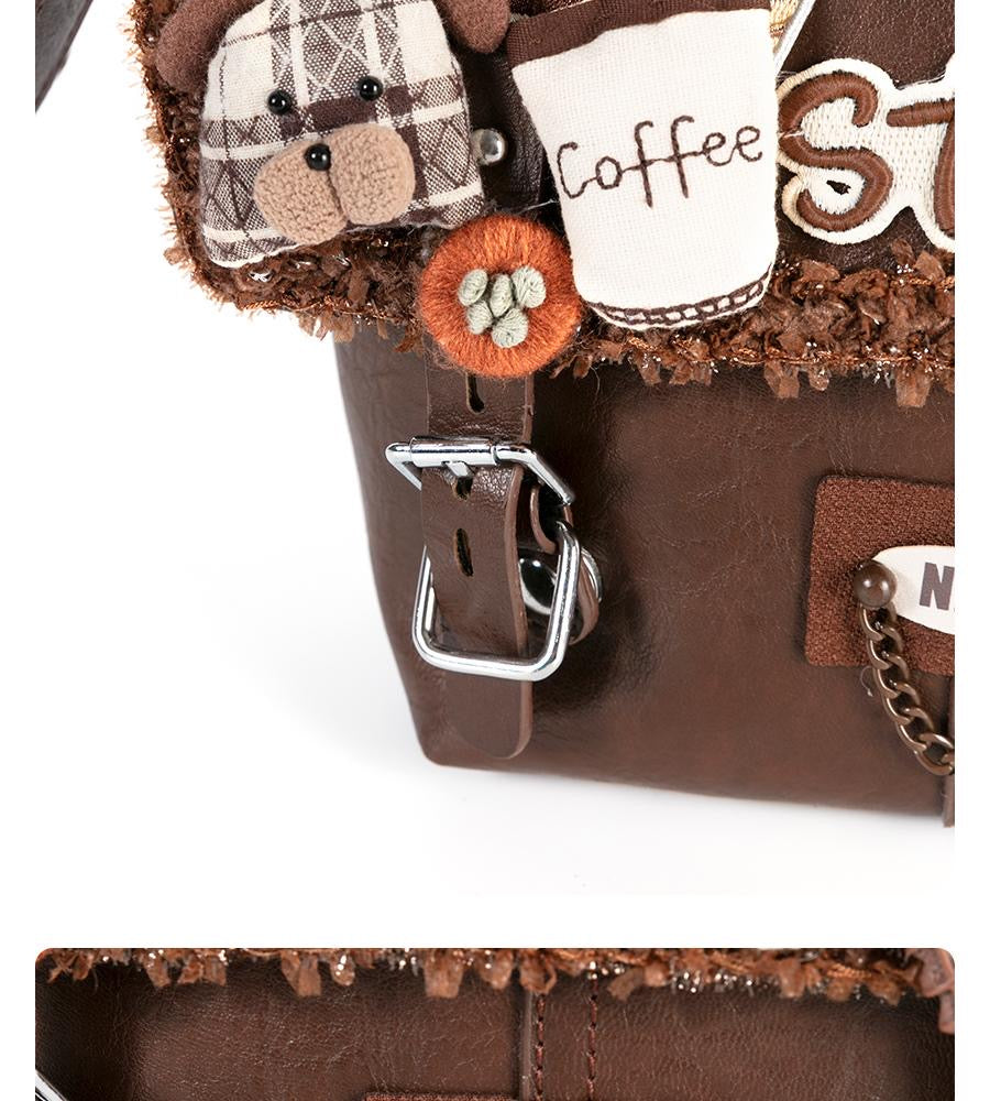 Bear makes coffee designer original shoulder bag \ crossbody bag