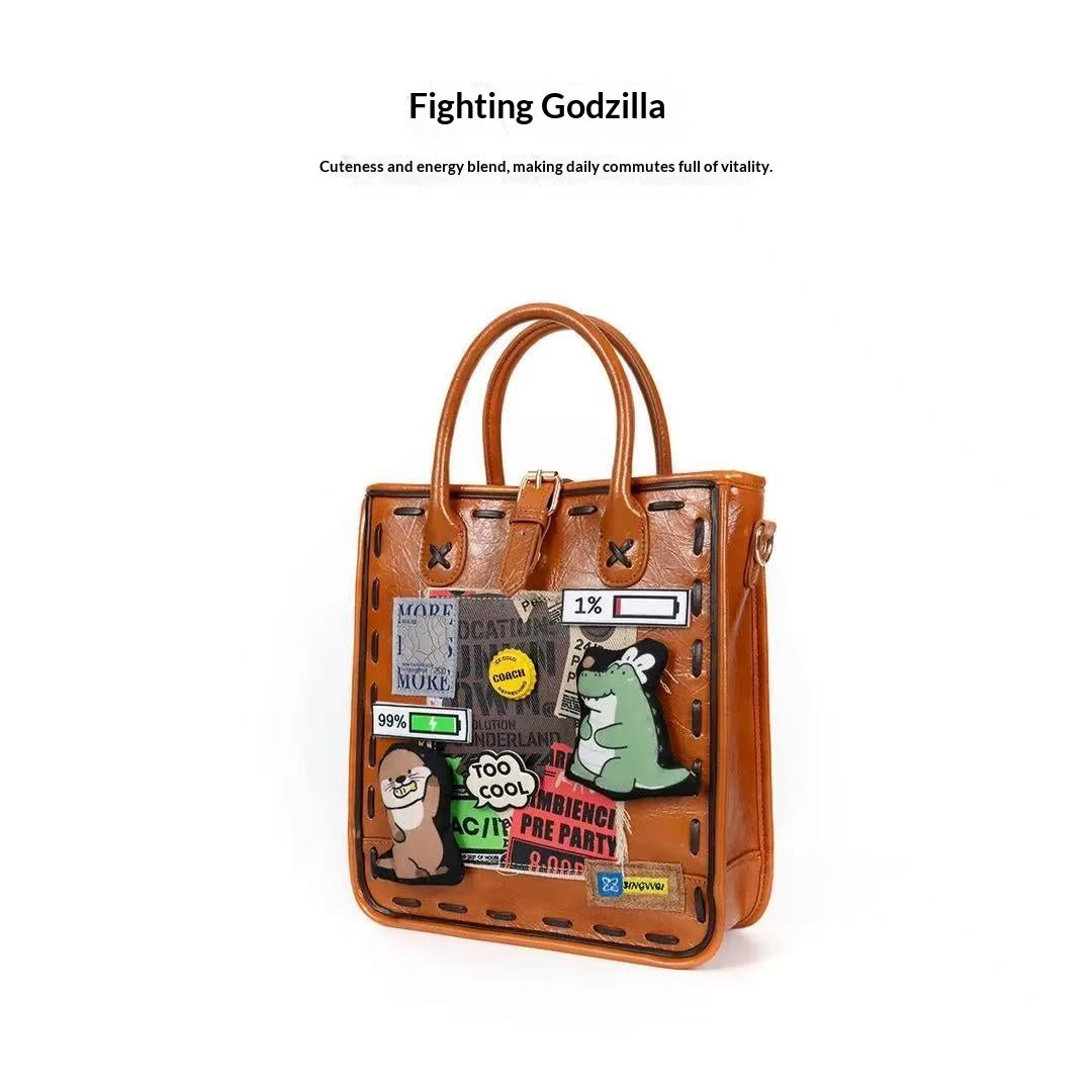 Fighting Godzilla designer original handbag \ shoulder bag \ crossbody bag