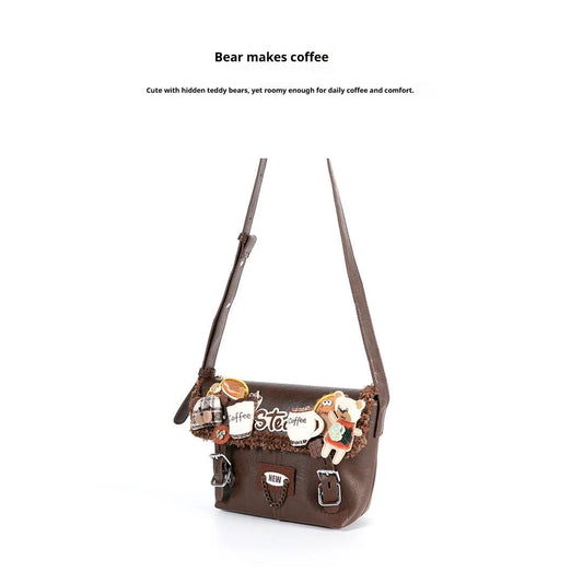 Bear makes coffee designer original shoulder bag \ crossbody bag