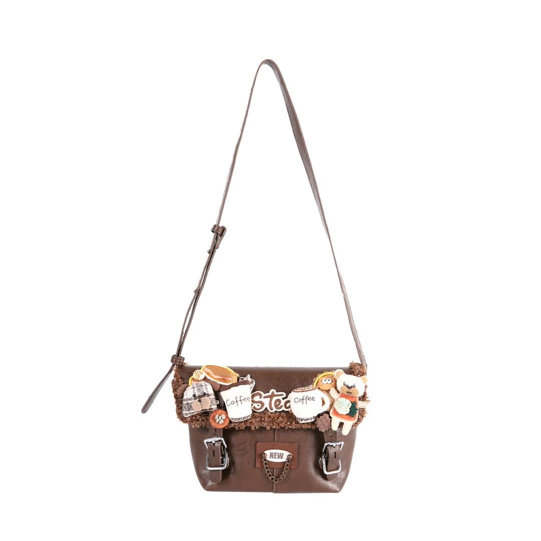 Bear makes coffee designer original shoulder bag \ crossbody bag