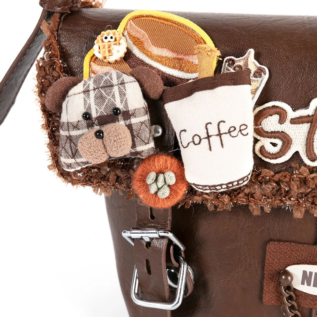 Bear makes coffee designer original shoulder bag \ crossbody bag
