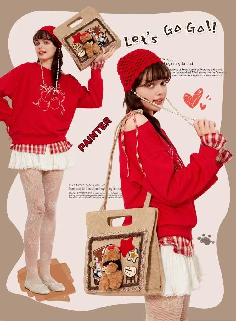 "Is a little bear and also a painter" designer original shoulder bag \ handbag \ crossbody bag