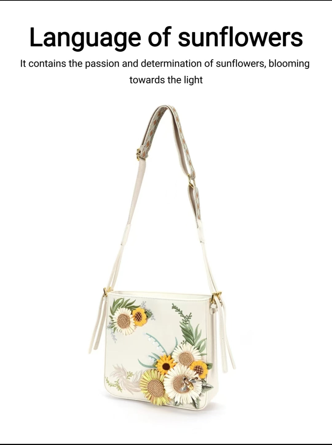 Language of sunflowers designer original shoulder bag \ crossbody bag
